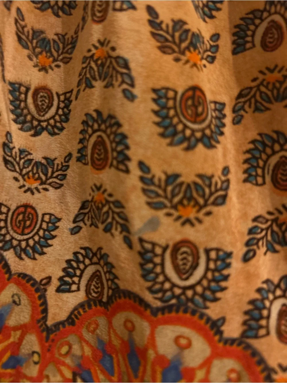 Gucci Orange Short-Sleeve Dress with Animal Border Print